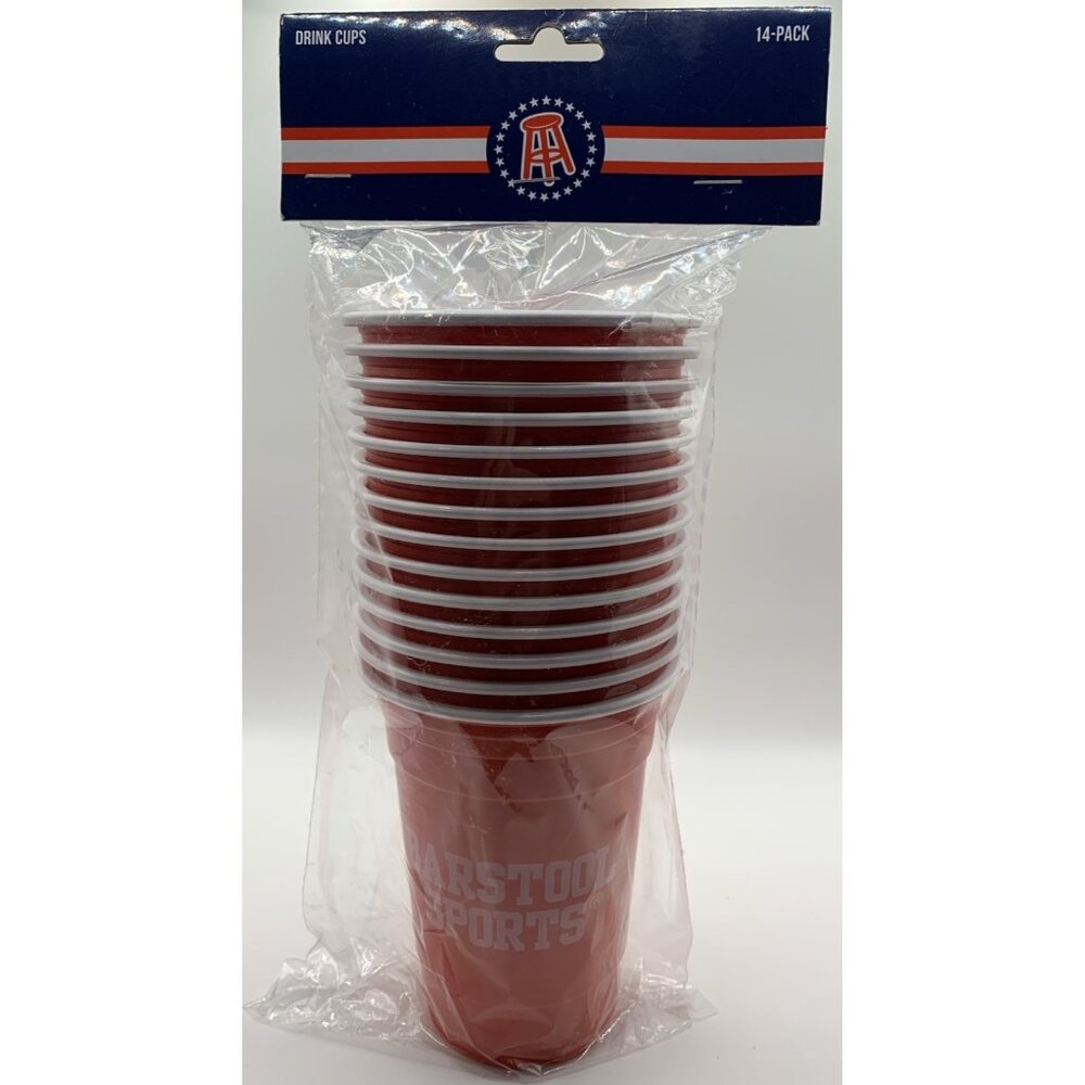 Barstool Golf Plastic Drink Cups Souvenir 18 oz Lot Of 14 Red NEW IN PACKAGE